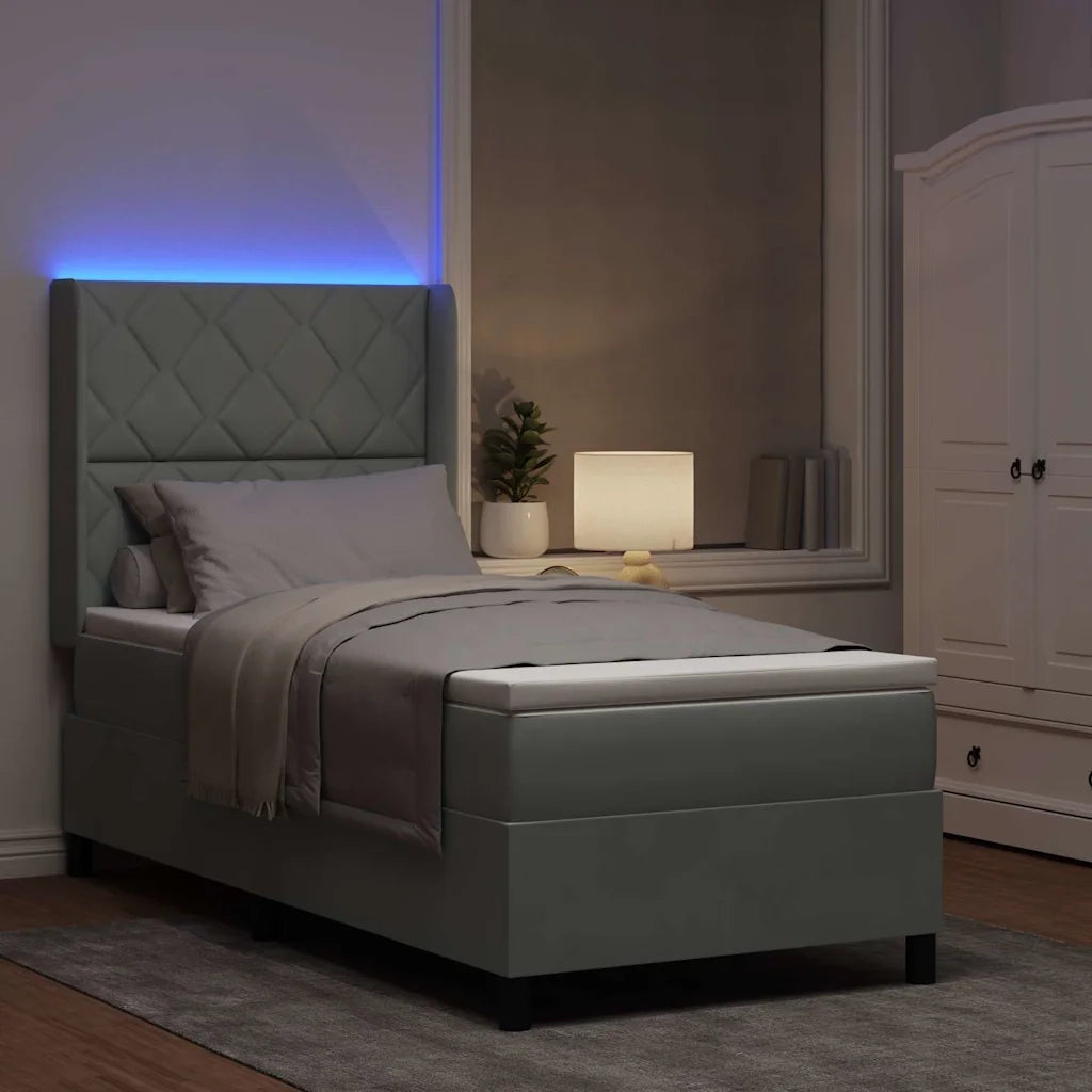 Letto a molle con testiera Grigio chiaro 100 x 200 cm Velluto 3343910