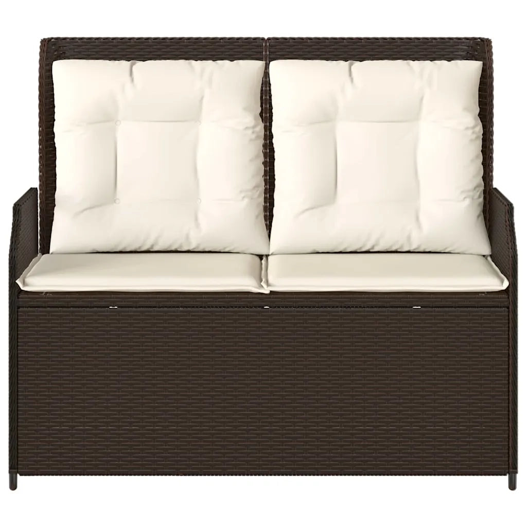 vidaXL Panchina da giardino con cuscino Marrone Poly Rattan