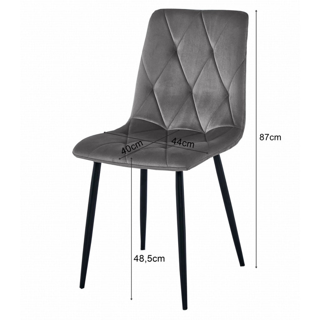 Set Sala da Pranzo Libra con Tavolo Craft e 4 Sedie in Velluto Grigio