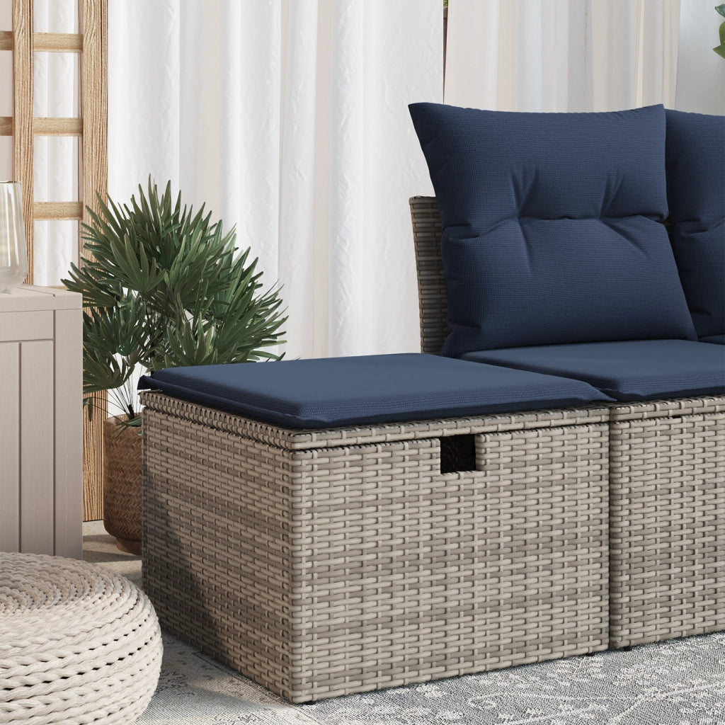 Sgabello Giardino con Cuscino Grigio 55x55x37 cm in Polyrattan 366153