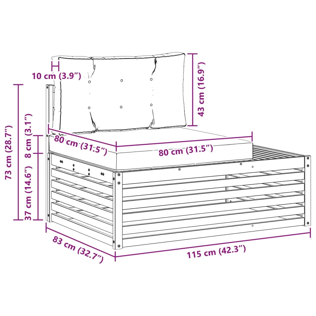 Divano da Esterno con cuscino-Divano da Giardino Bianco 115 x 83 x 73 cm 659410