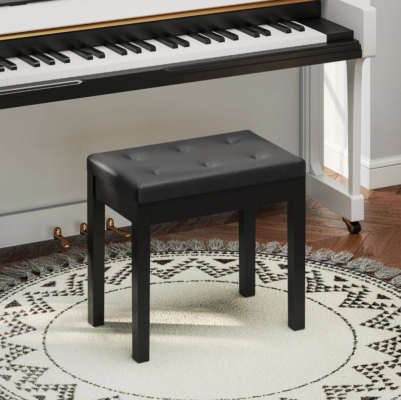Sgabello per pianoforte con contenitore 55x34x50 cm， similpelle nera