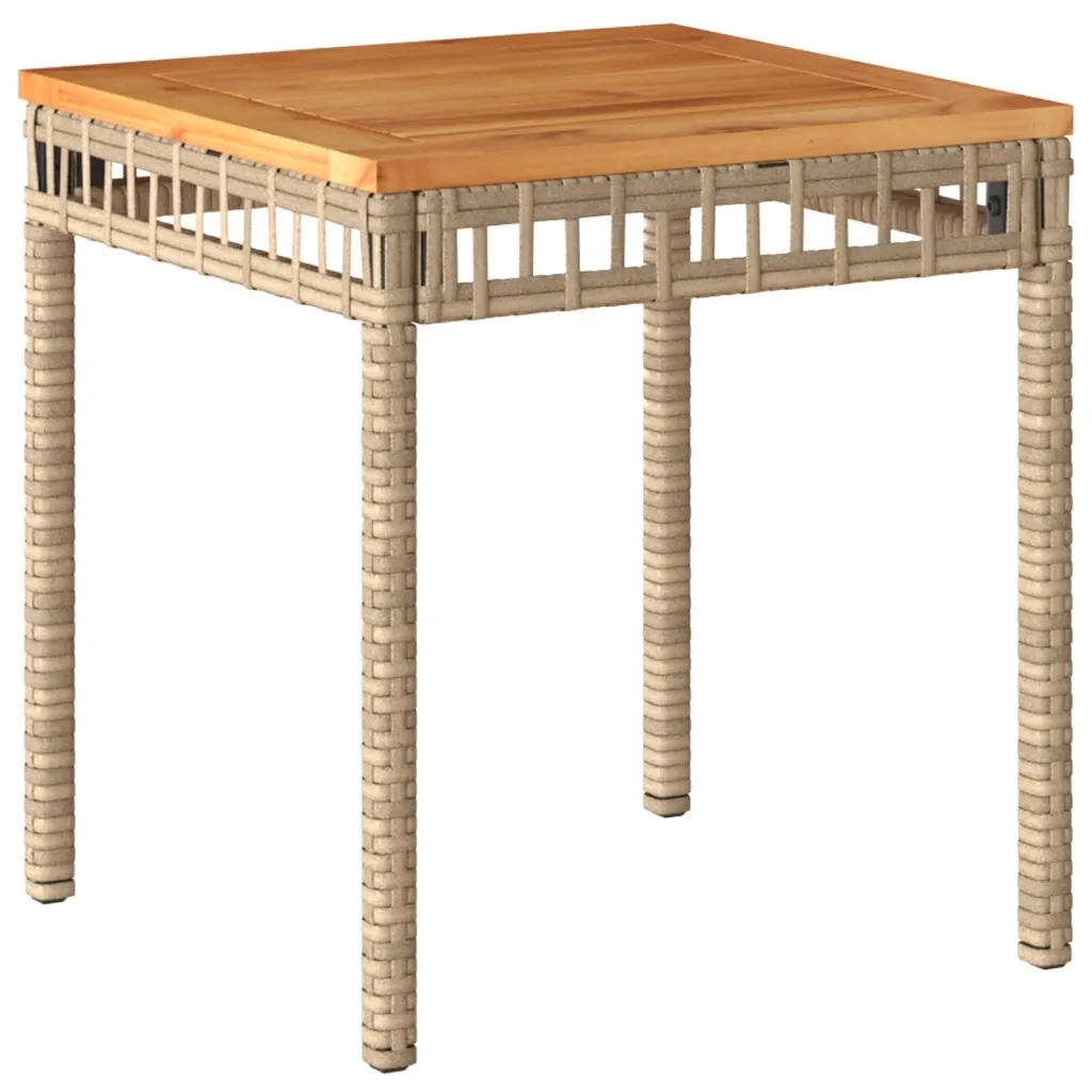 Tavolo Giardino Beige Misto 38x38x42 cm Polyrattan Legno Acacia 365865