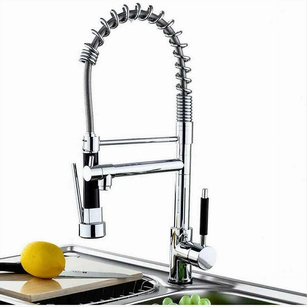Trade Shop - Rubinetto Lavello Cucina A 2 Vie Orientabile Con Doccetta In Ottone Cromato 59286 -