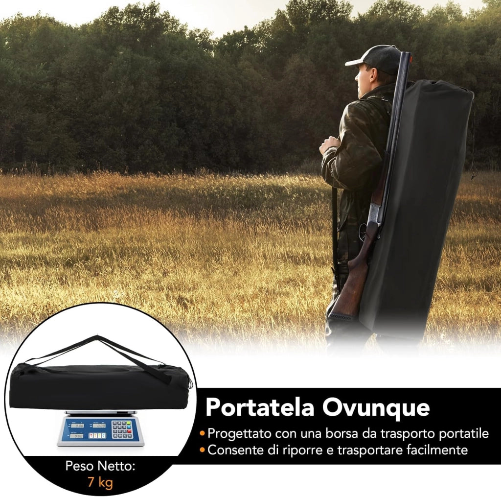 Tenda Mimetica per Caccia, 2-3 Persone, Visione a 360°, Camouflage, 249 x 211 x 175 cm