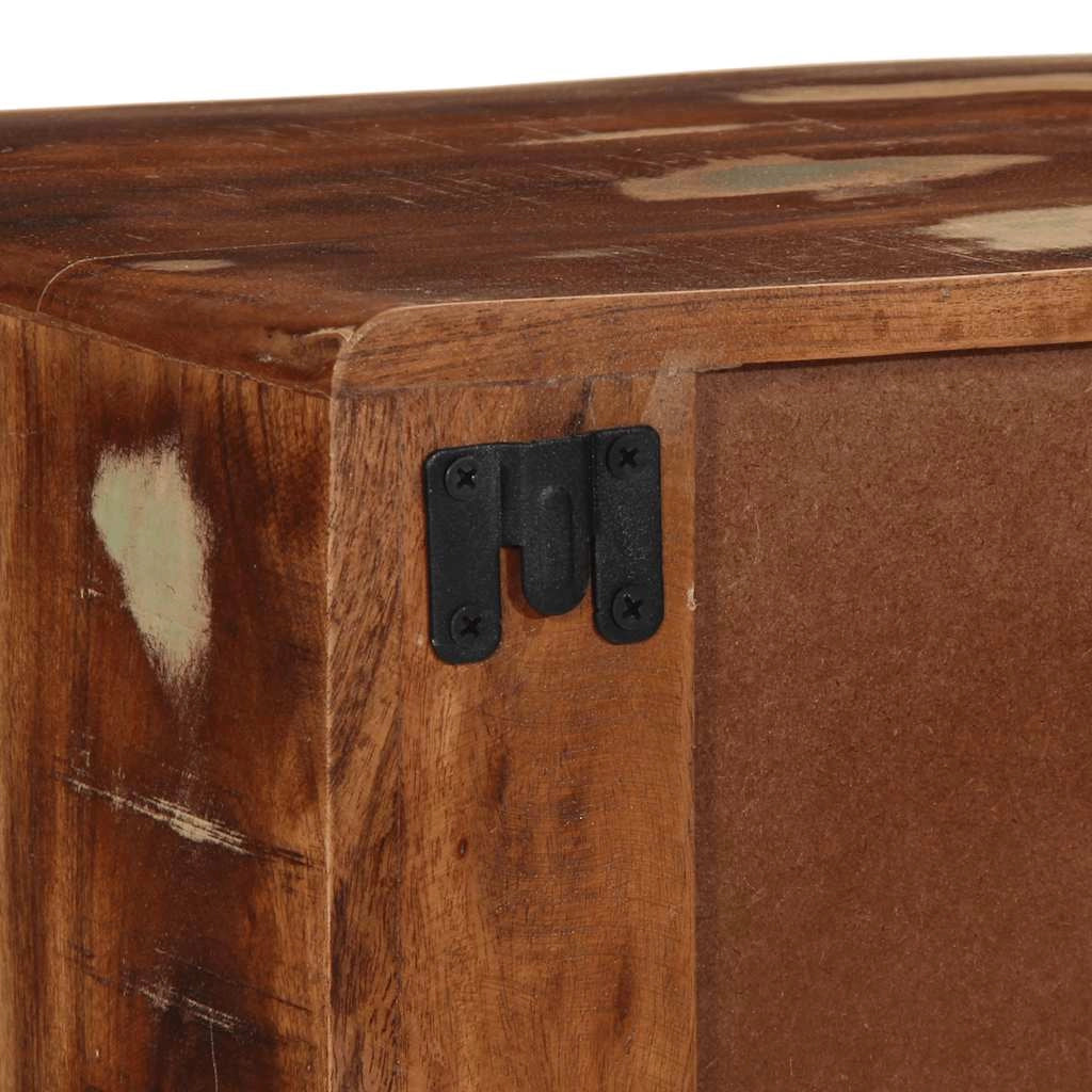 Mobile TV da parete 100 x 32 x 25 cm design salvaspazio con 2 cassetti stile vintage realizzato in legno marrone di recupero 02_0058067