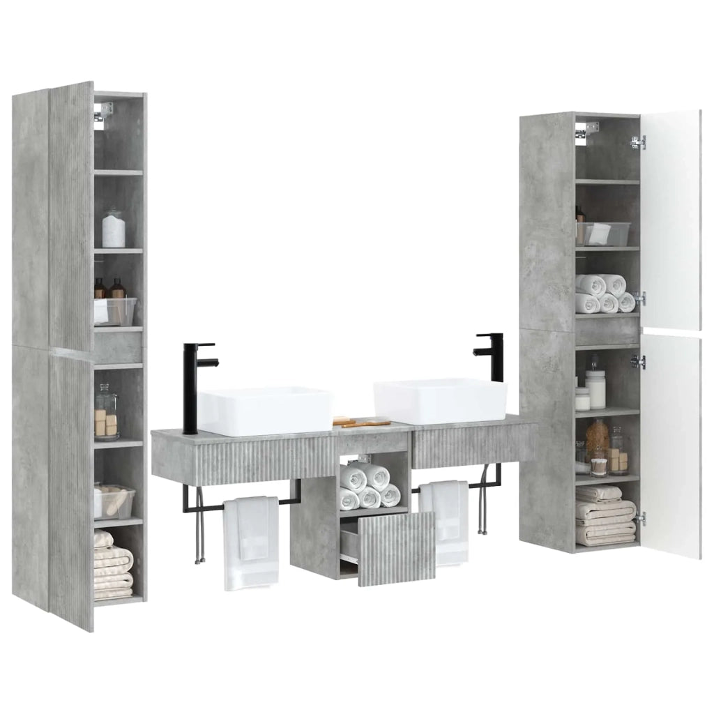Set di mobili per il bagno 5 pz Grigio Cemento 3406016