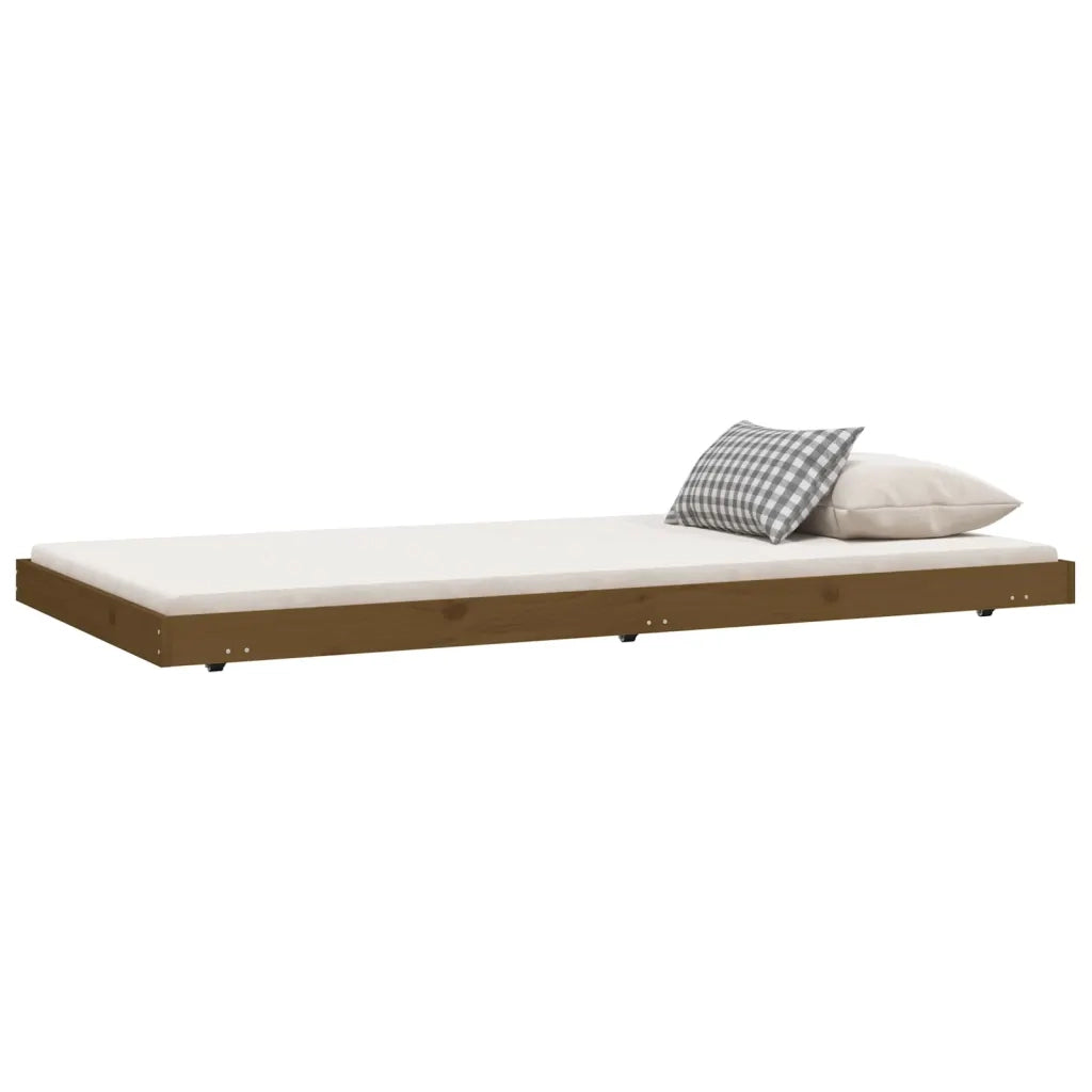 Letto singolo | Letto per adulti | Giroletto Marrone Ambra 100x200 cm in Legno Massello di Pino