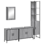 Set Mobili da Bagno | Armadio da bagno 4 pz Grigio Sonoma in Legno Multistrato