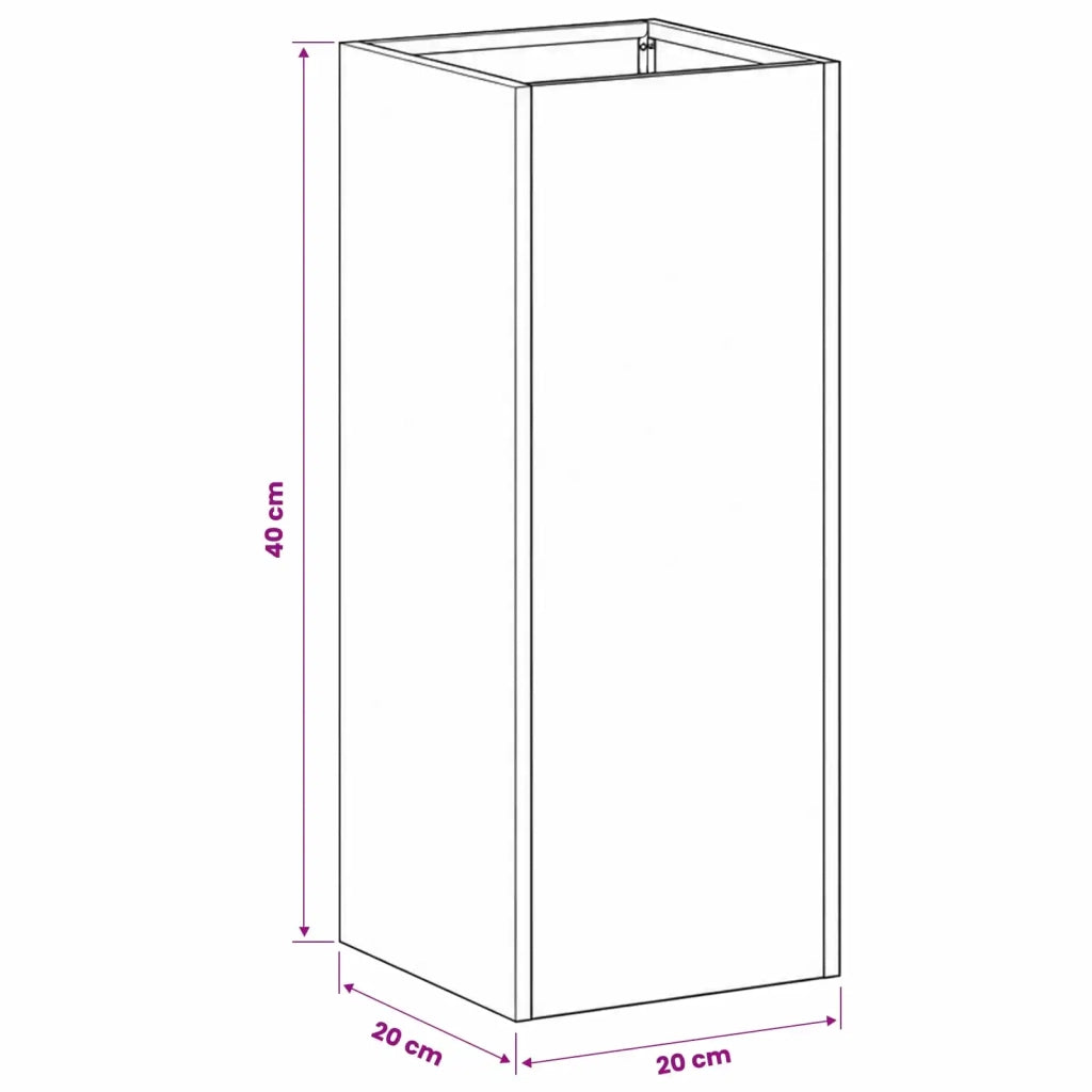 Vaso da giardino Antracite 20 x 20 x 40 cm 8005292
