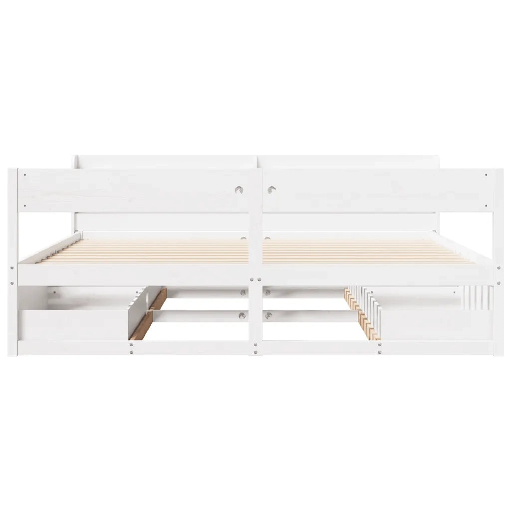 Giroletto senza Materasso Bianco 200x200 cm Legno Massello Pino 3307111