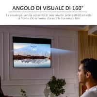 Telo Proiettore 100 Pollici con Telecomando, in PVC e Metallo, 247x7.5x168 cm, Bianco