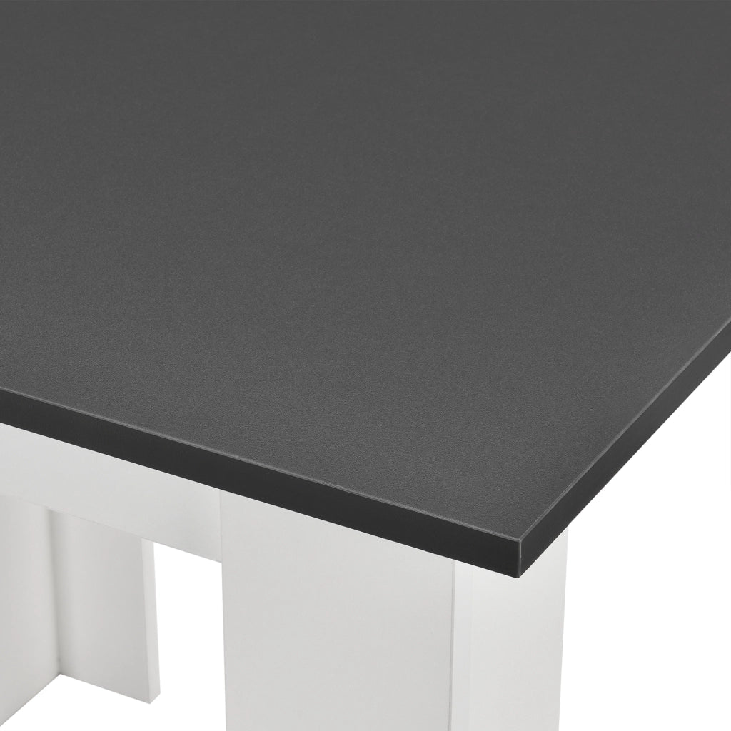 Tavolo da Pranzo con Piano Quadrato e Gambe a Forma di L 80 x 80 x 76cm Tavolo da Cucina in Design Moderno - Bianco/Grigio Scuro
