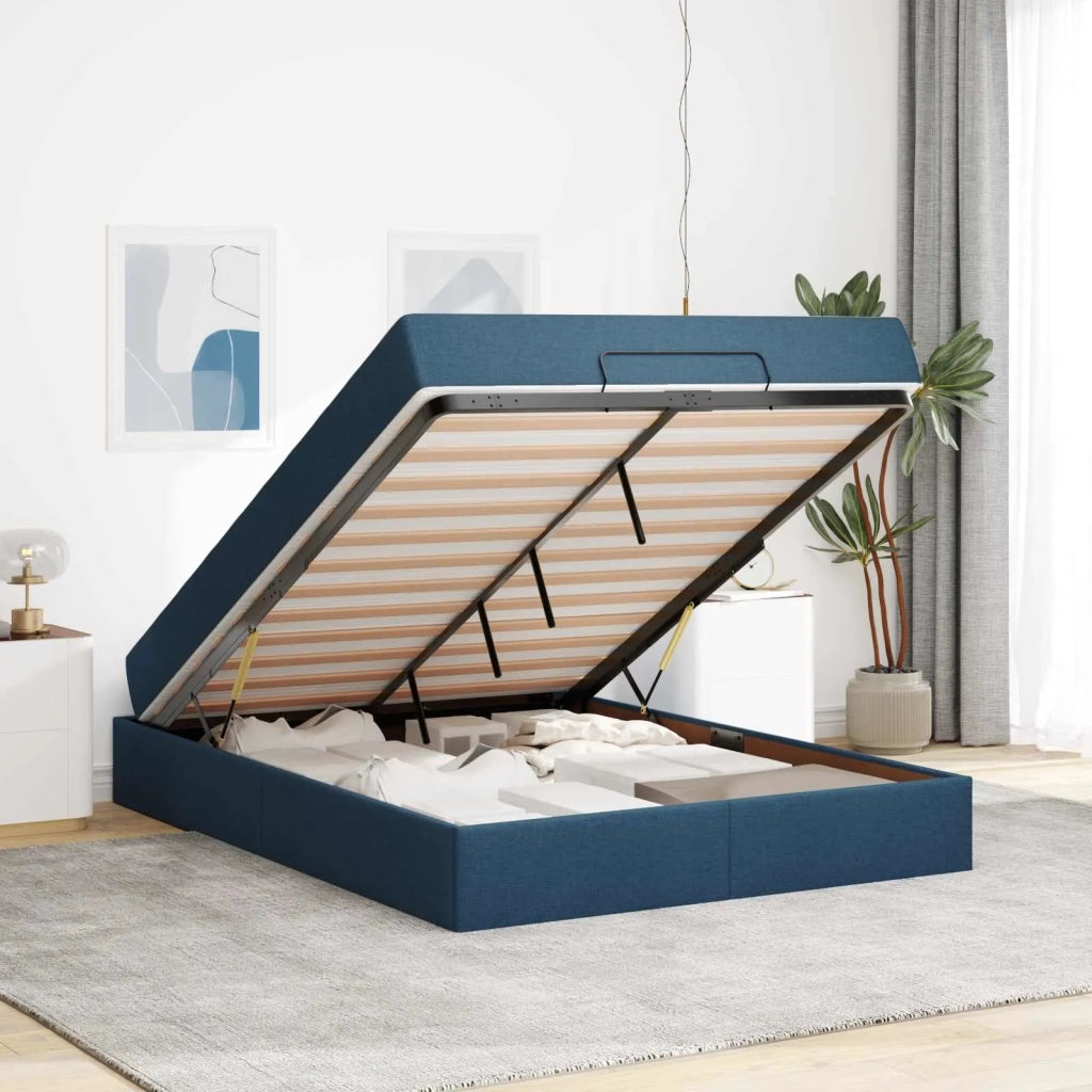 Struttura letto con materasso con materasso 2 pcs Blu Tessuto