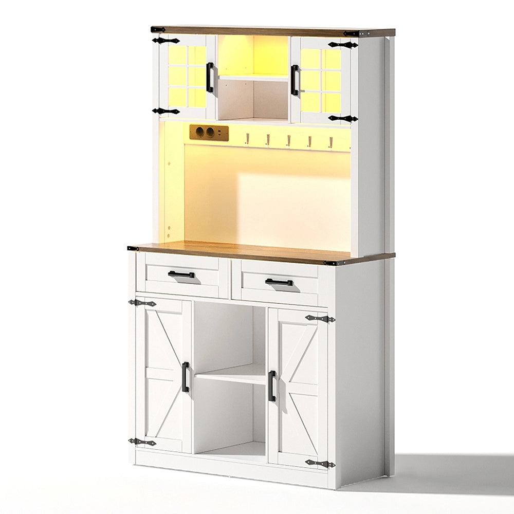 Buffet bar - Xylo - LED/prese 2cass porta fienile bianco