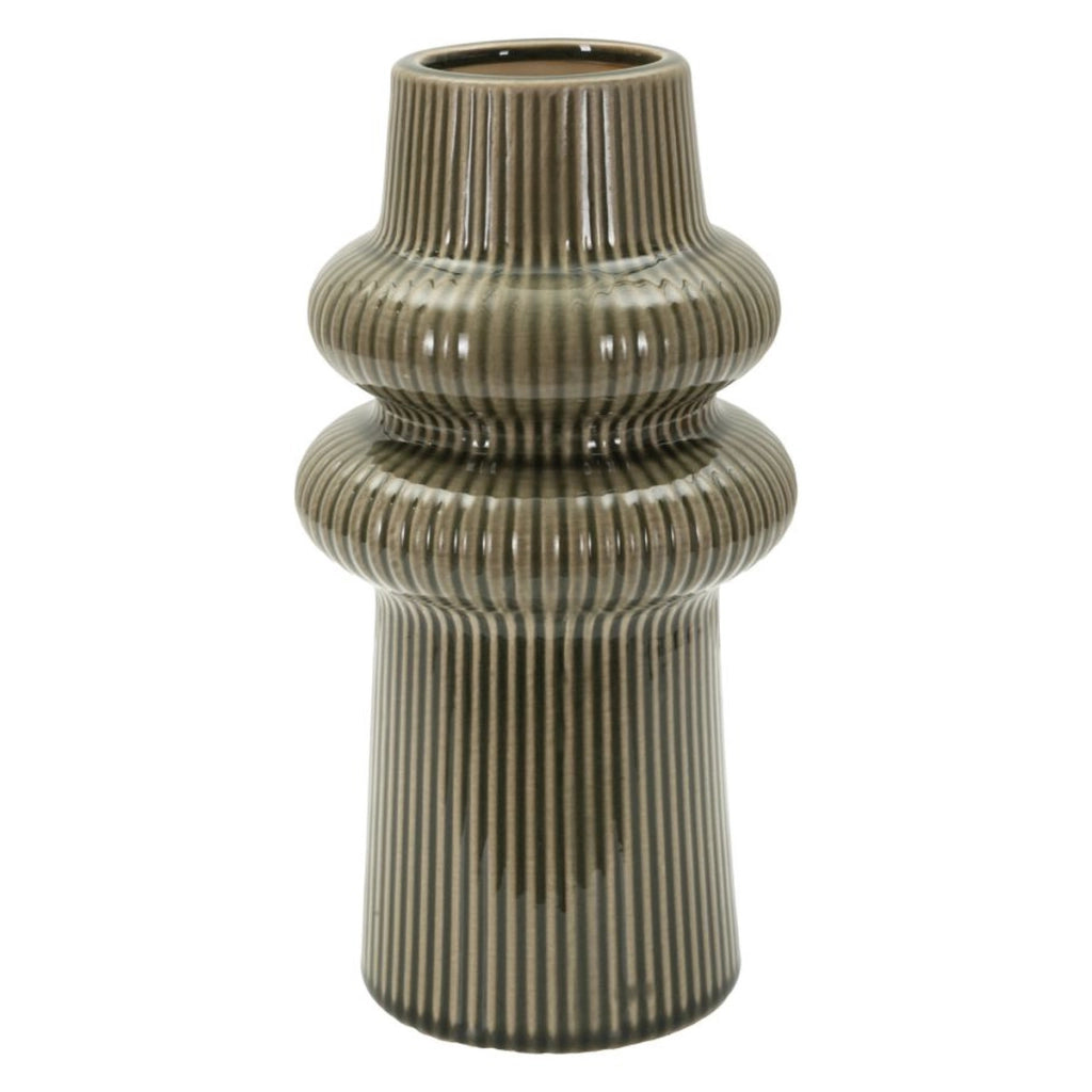 Vaso Decorativo VKH1047, Verde, Ceramica, 13x13x25 cm