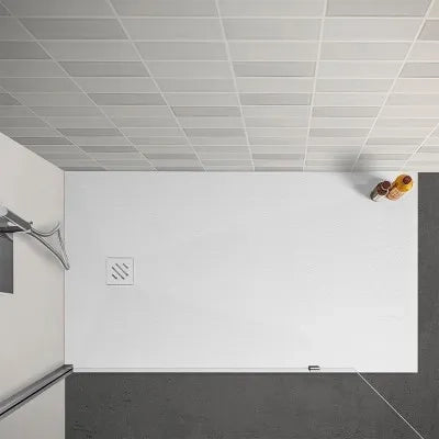 Piatto doccia 80x120 cm bianco effetto pietra in resina riducibile Karen