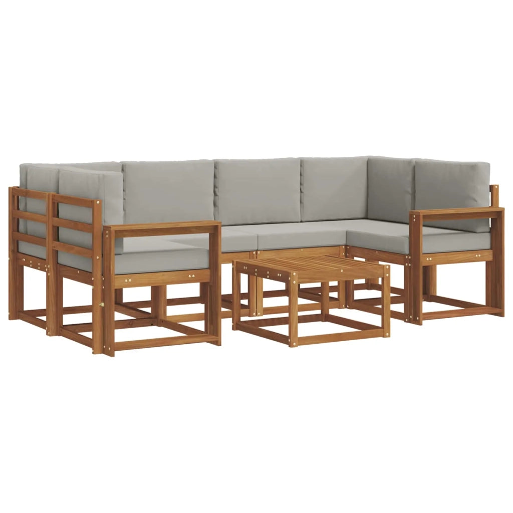 Set di divani da esterno 7 pcs Grigio Naturale e Chiaro 3366084