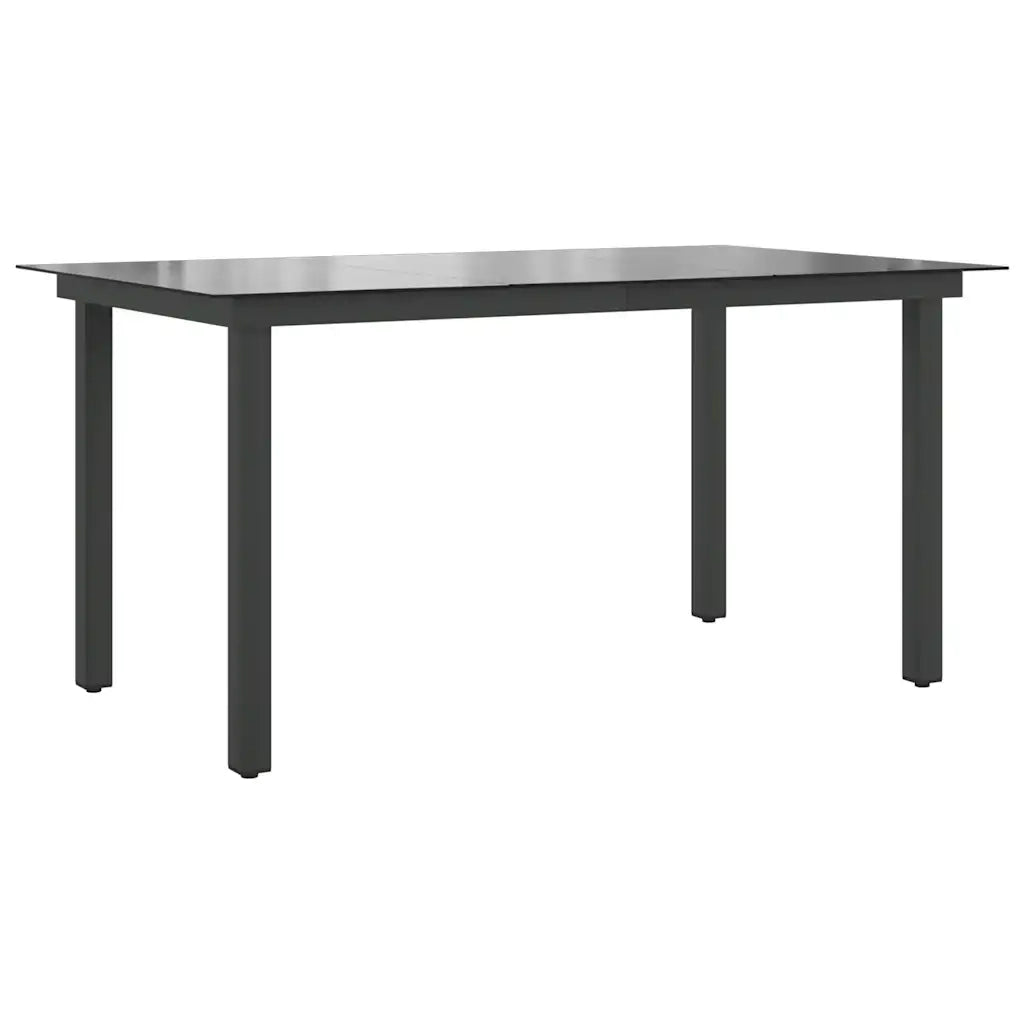 Tavolo da Giardino Nero 150x90x74 cm in Alluminio e Vetro 42788