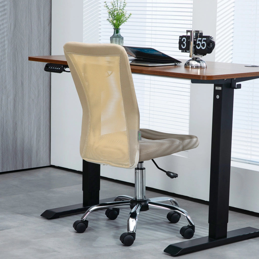 Sedia da ufficio girevole senza braccioli in rete ¨C Zephmum ¨C Beige 43x58x90-100 cm