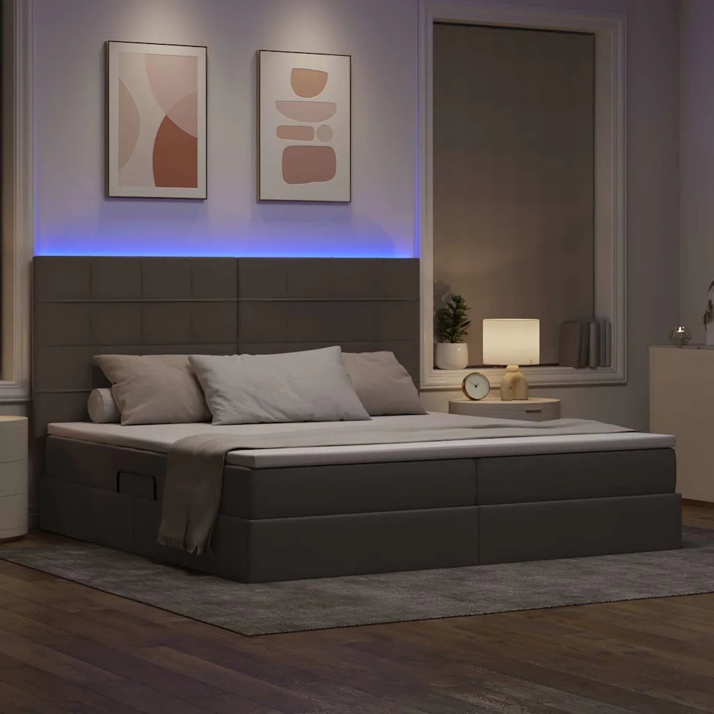 Letto con contenitore LED e materasso Tortora 200 x 200 cm