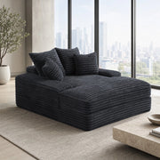 Chaise longue relax con 4 cuscini sfoderabili lavabili design ergonomico senza montaggio in velluto a coste grigio