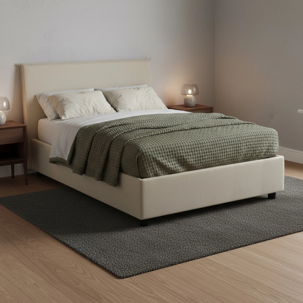 Anyta, Letto Piazza e Mezza Sfoderabile Made in Italy, Beige