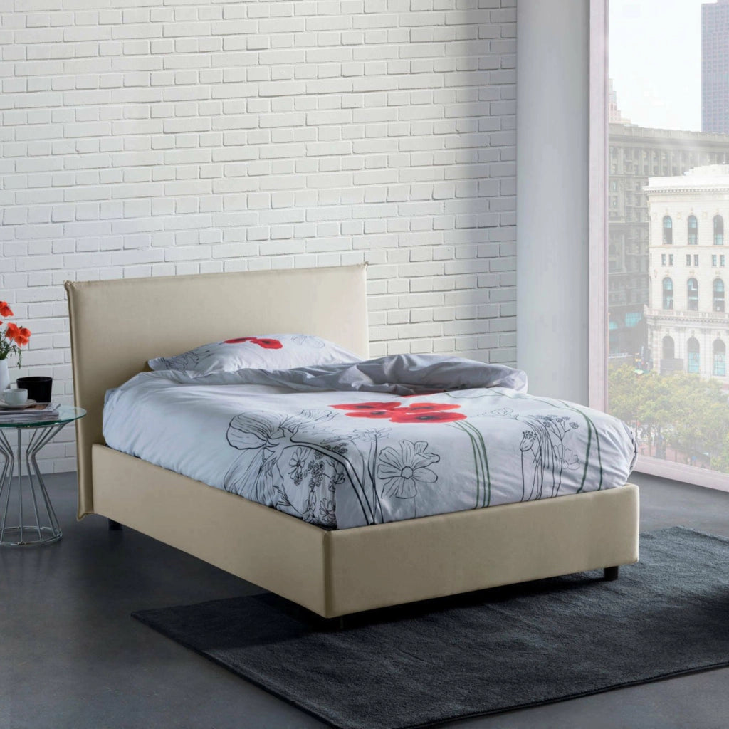 Anyta, Letto Piazza e Mezza Sfoderabile Made in Italy, Beige