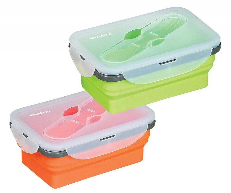 Klausberg KB-7021 Portapranzo pieghevole in silicone con posate