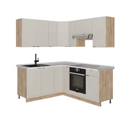 Vicco Cucina angolare completa Grigio/beige/rovere dorato 160 x 190 cm , PL Marmo