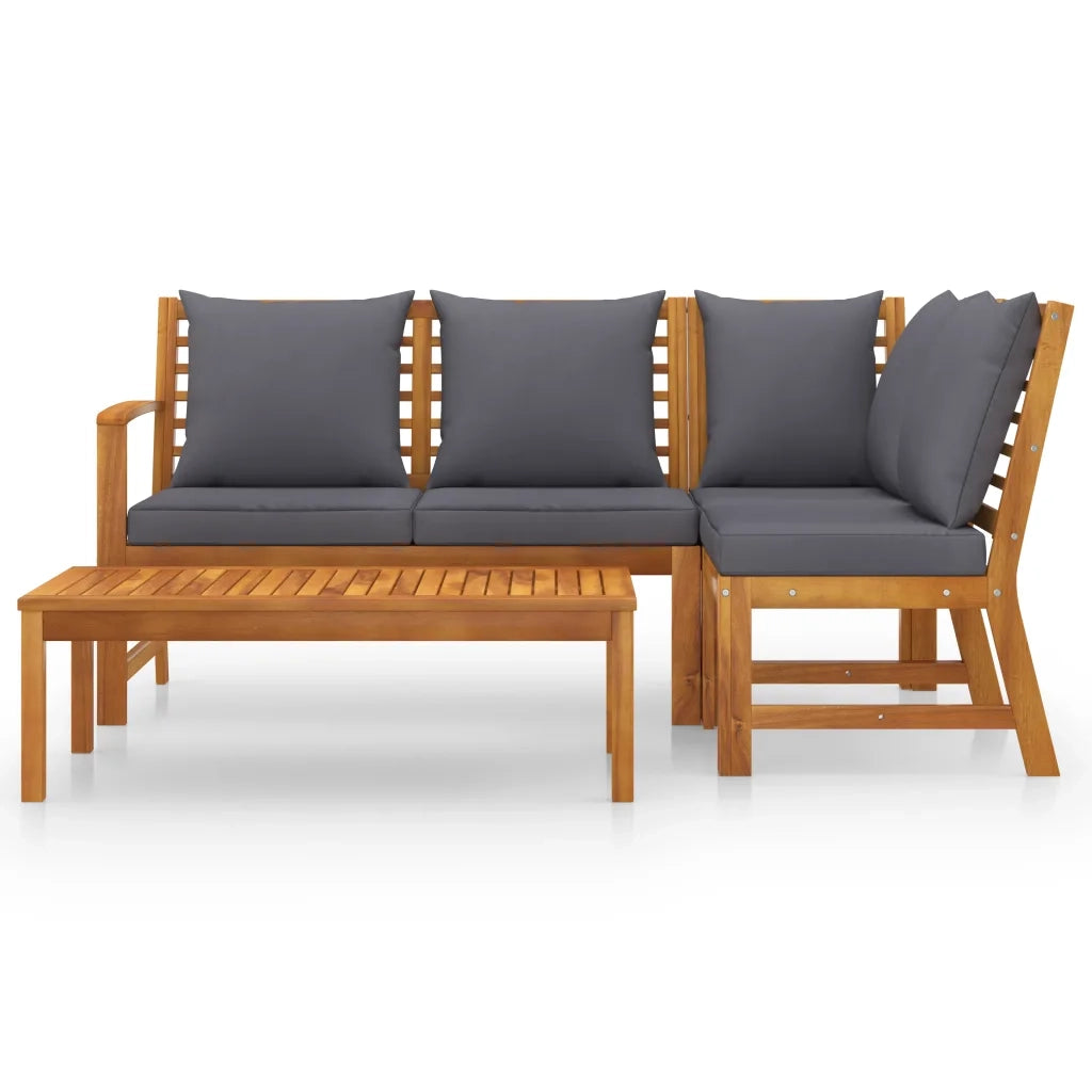 Set Divani da Giardino 4 pz con Cuscini in Massello di Acacia 3057778
