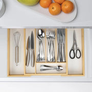 Organizzatore per utensili in legno di bambù MDF 5-7 contenitori a scomparsa naturale/bianco