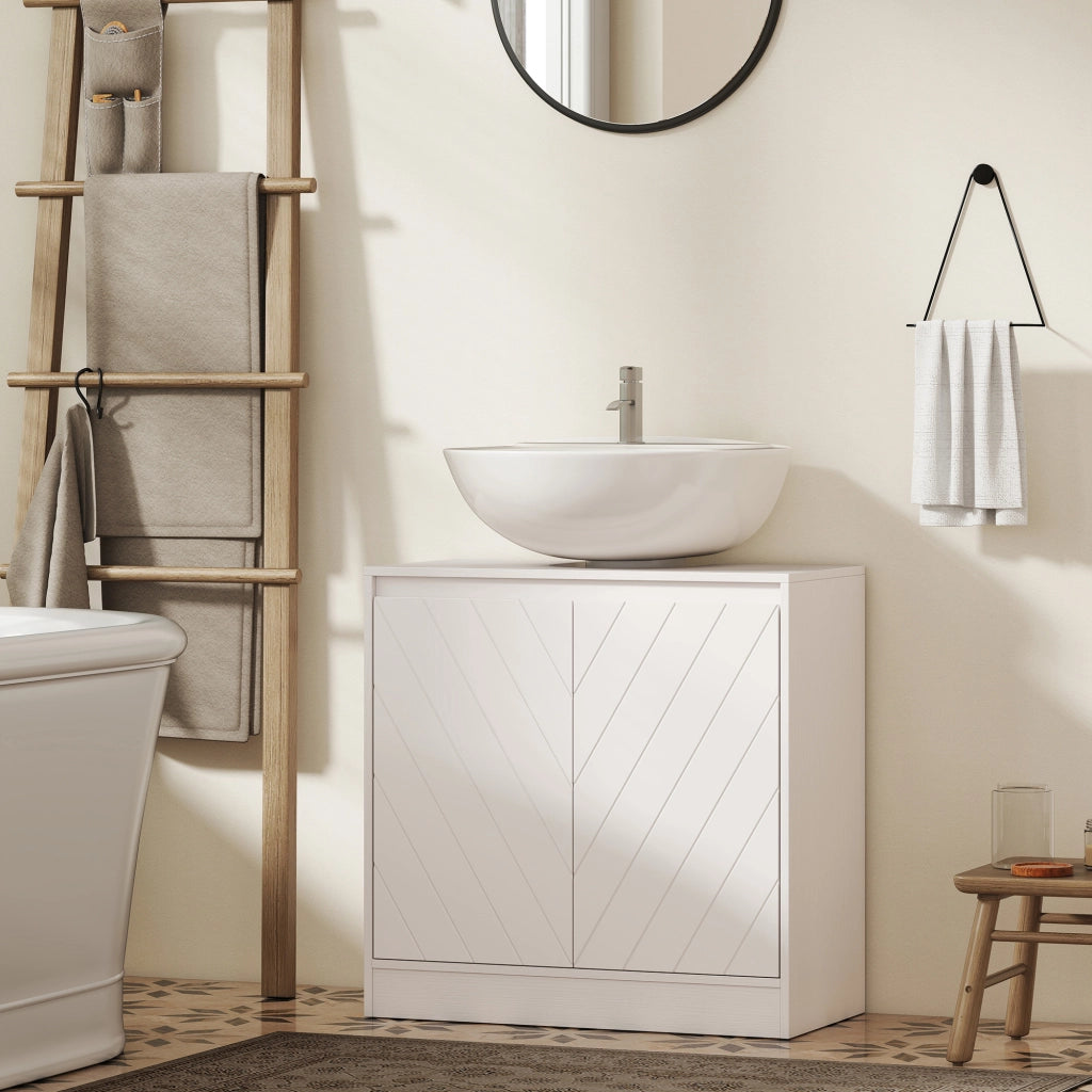 Mobile Bagno Sottolavabo con 2 Ante e Ripiano Regolabile ¨C Minimal ¨C Bianco 60x30x59,8 cm