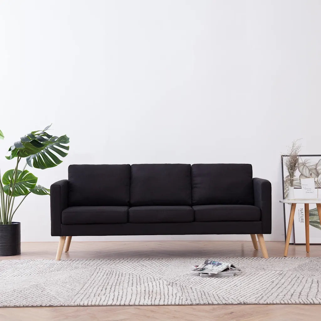 Divano | Divano da soggiorno | Sofa a 3 Posti in Tessuto Nero