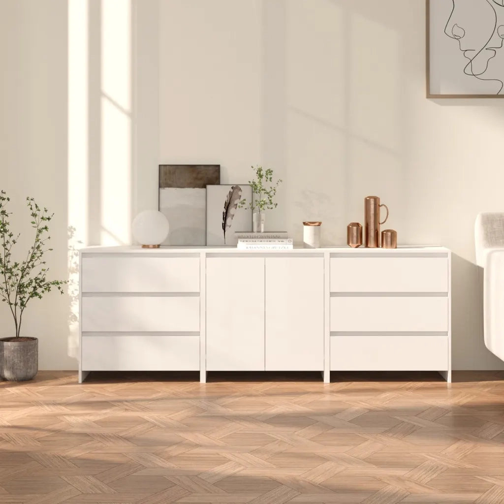 Credenze 3 pz Bianche in Legno Multistrato cod mxl 63167