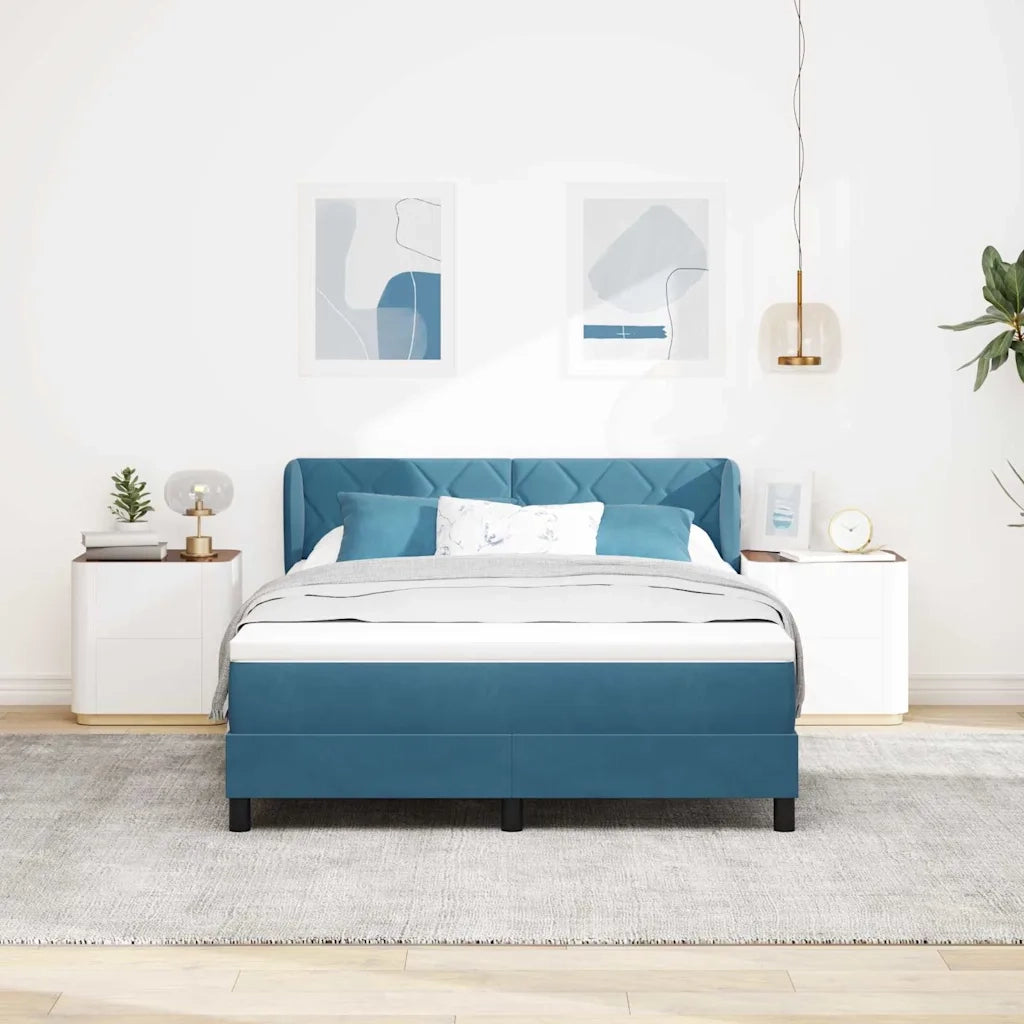 Letto a molle con testiera Blu scuro 140 x 200 cm Velluto 3340446