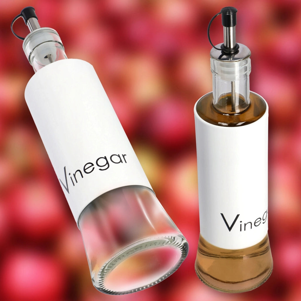 Bottiglia in vetro KADAX per olio d'oliva con dosatore, 320 ml, colore bianco.