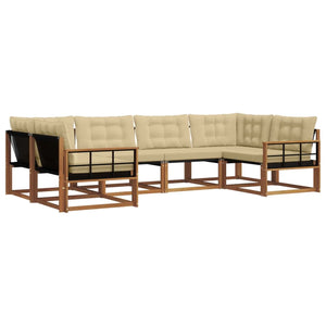 Set di divani da esterno con cuscino 6 pcs Naturale e Beige 3369800