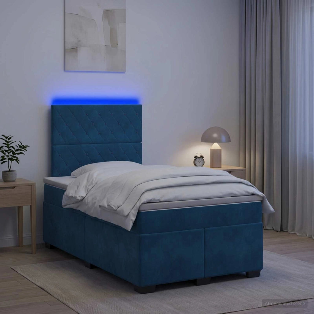 Letto box spring con materasso Blu 120 x 190 cm Velluto 3455064