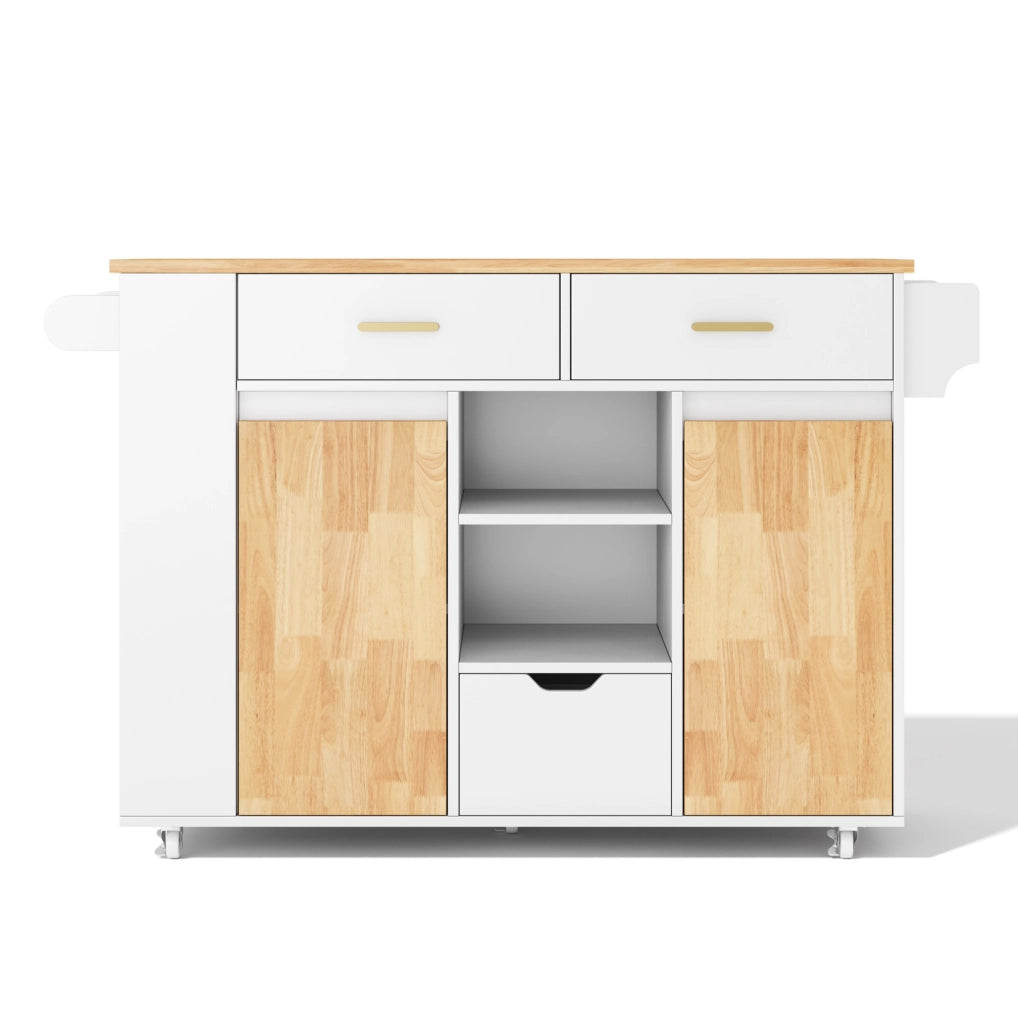 Isola da cucina con piano ribaltabile 120x45(71)x90 cm in MDF bianco
