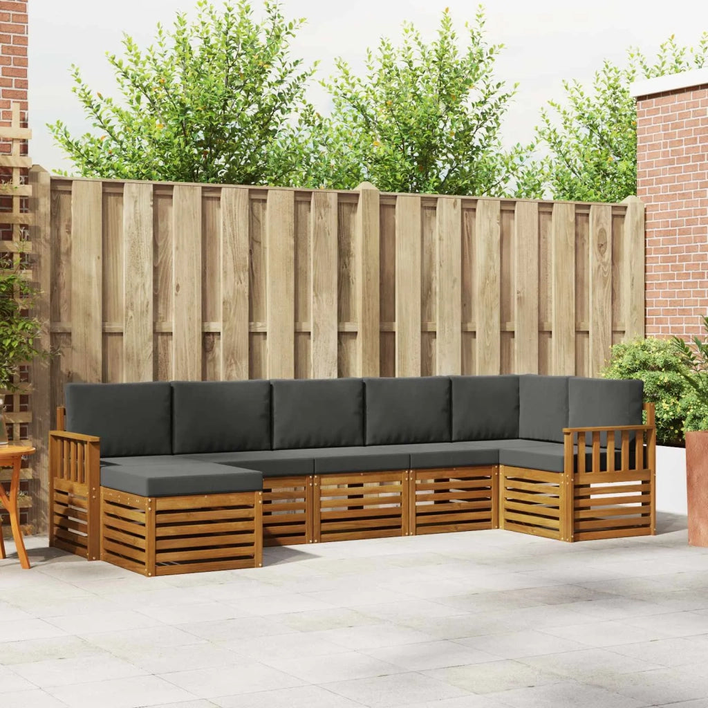 Set divano sezionale con cuscino 7 pcs Naturale e Antracite 3375162