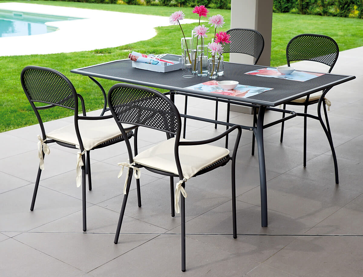 Sedia da Giardino con Braccioli in Ferro Vorghini Intra Antracite