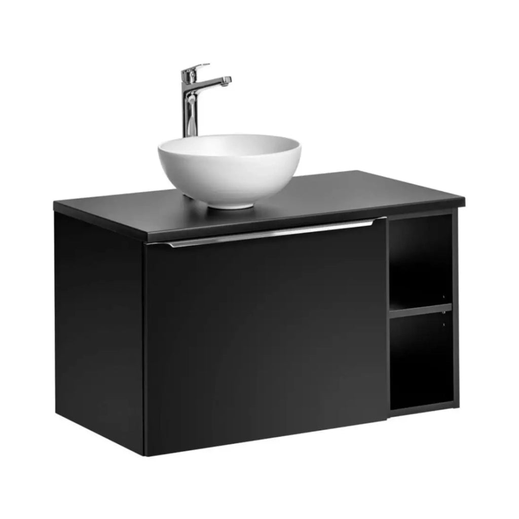 Set bagno VANTA: mobile sottolavabo 80cm + piano per lavabo + 1 lavabo bianco da appoggio