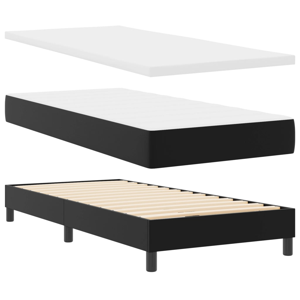 Letto Box Spring con Materasso Nero 90x200 cm in Pelle Sintetica