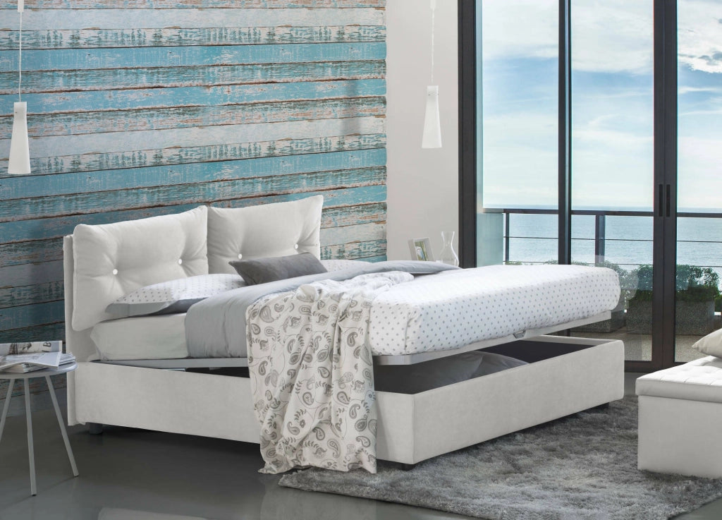 Letto Matrimoniale Artrax, Letto Matrimoniale Sfoderabile Made in Italy, Bianco