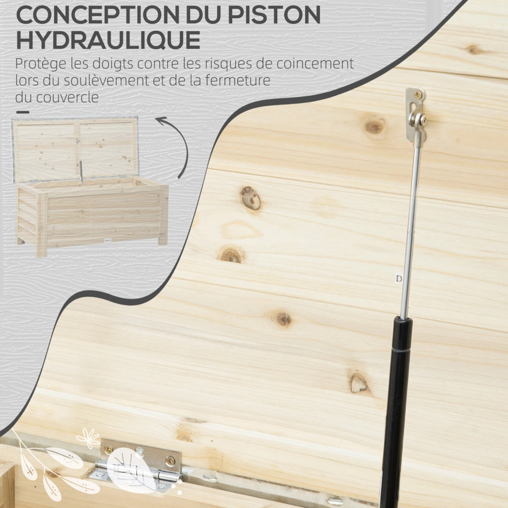 Coffre da giardino in legno con coperchio metallo zincato 155L ¨C zephmum ¨C 110x50x50 cm