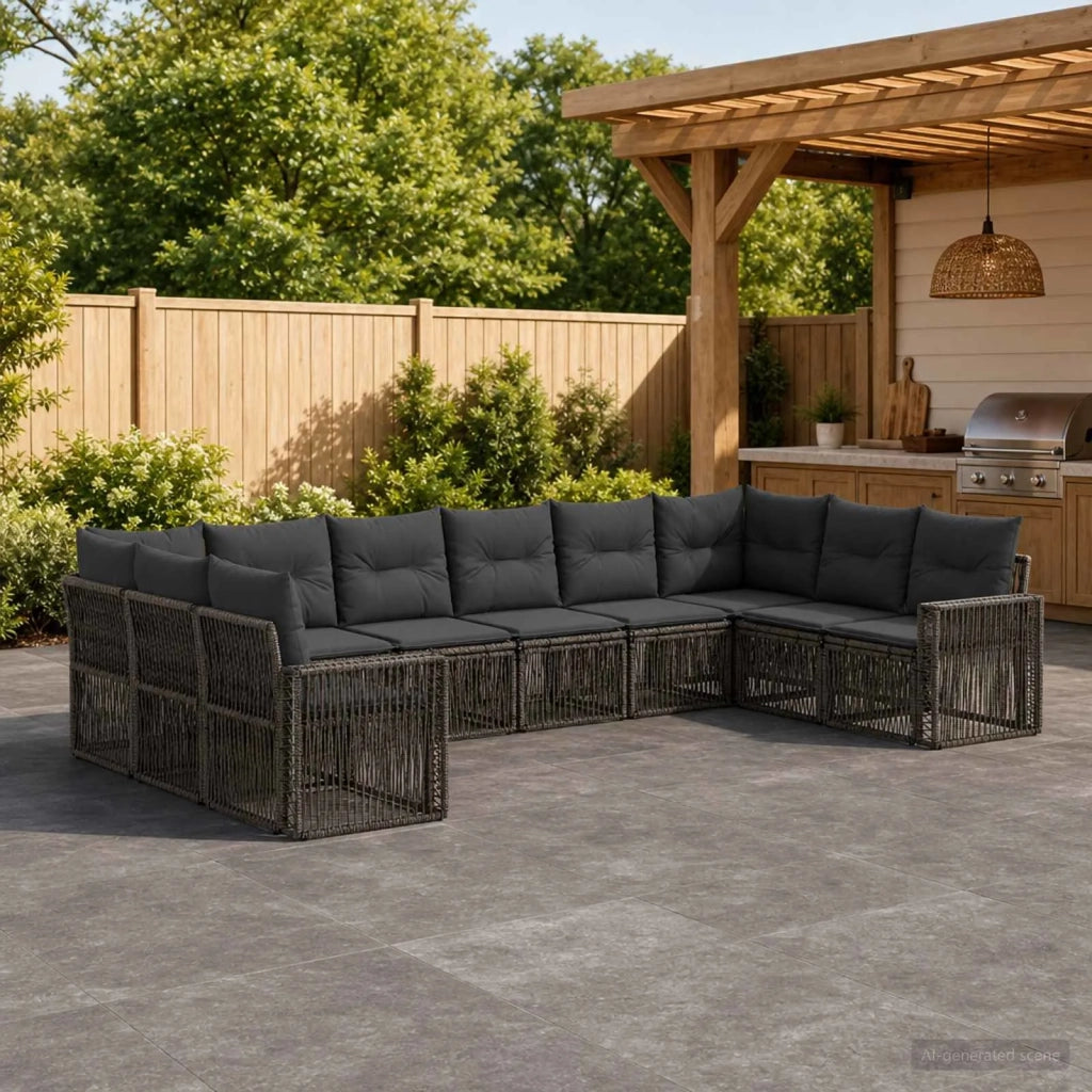 Set Divano da Giardino 10 pz Grigio e Grigio Scuro polyrattan 3435233