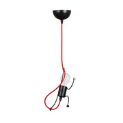 Lampada a sospensione BOBI in acciaio nero con cavo rosso