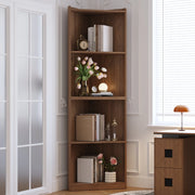 Libreria angolare salvaspazio con ripiani e dispositivo antiribaltamento per soggiorno in MDF noce 55 × 32 × 180 cm
