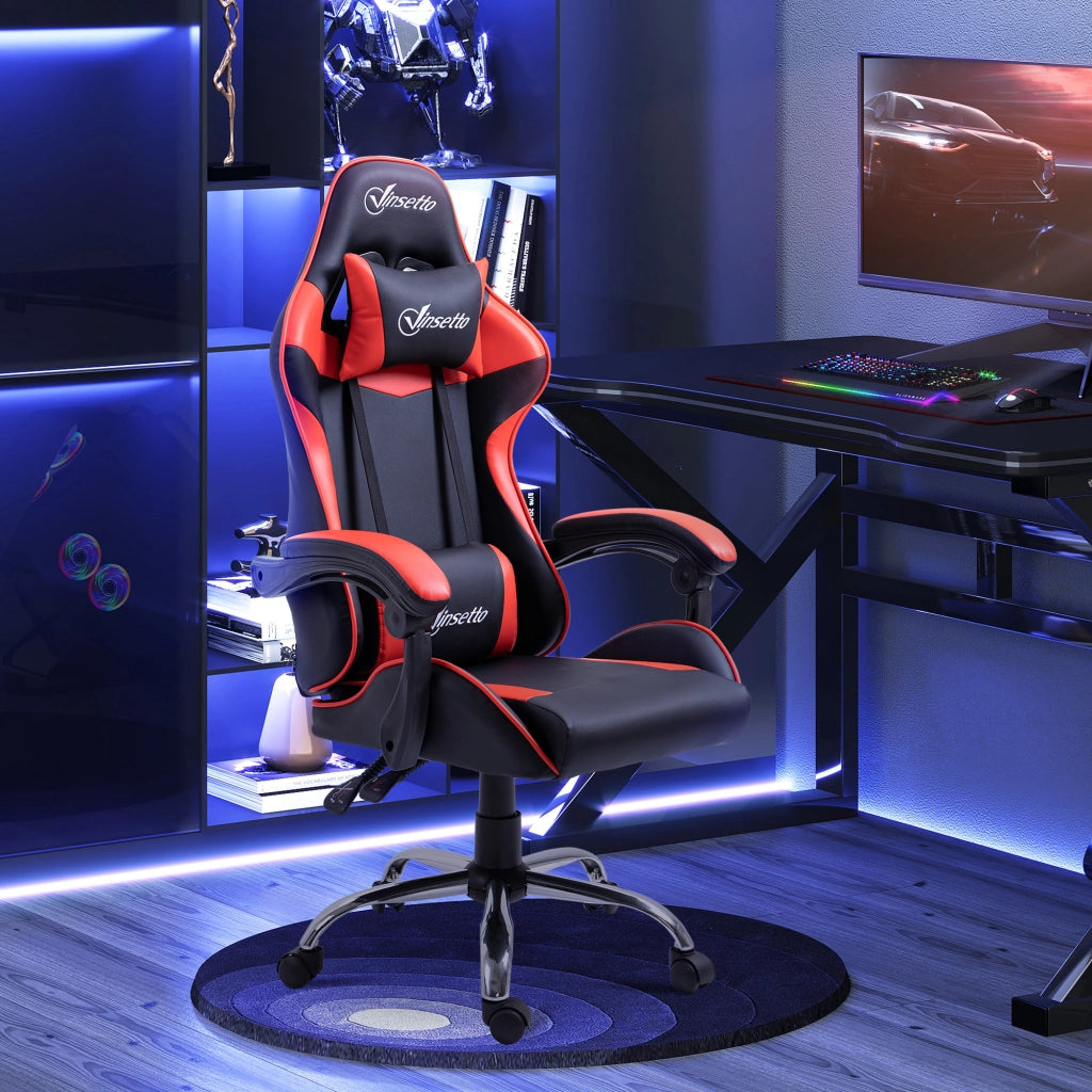 Sedia da Gaming Racing Girevole Regolabile in Altezza ¨C zephmum ¨C Rosso 63x67x122-130 cm